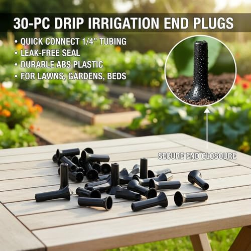 1/4 Inch Drip Irrigation System End Closure Parts, Quick Connect End Plugs Compatible with Tee Connectors, Water‑Saving Irrigation Accessories - size: 30PC-9