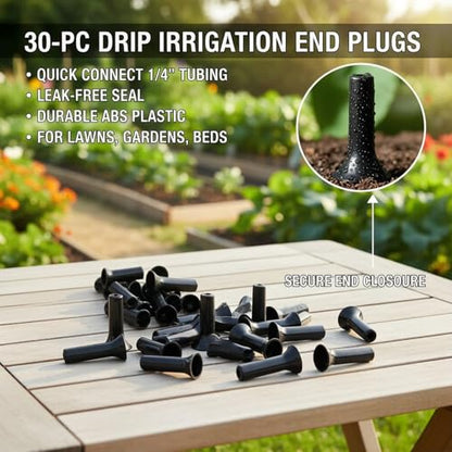 1/4 Inch Drip Irrigation System End Closure Parts, Quick Connect End Plugs Compatible with Tee Connectors, Water‑Saving Irrigation Accessories - size: 30PC-9