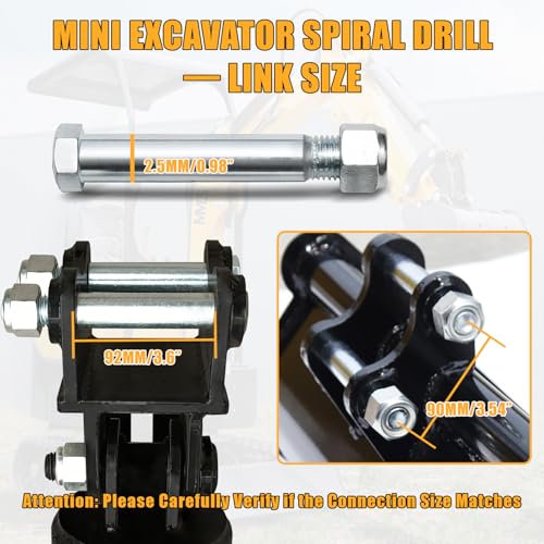 MMS 12"/300mm Mini Excavator Attachment Auger with 2pcs Hydraulic Hoses and Pins Shaft, Hydraulic Driven Spiral Drill for 1-2Ton Small Excavator Drilling Digging Planting - color: 300mm/12" Auger