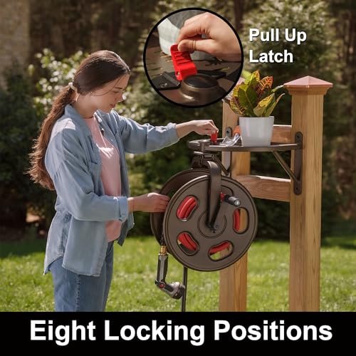 Liberty Garden Navigator Hose Reel, Bronze, with Flip Top - style: Classic, Pull Up Latch