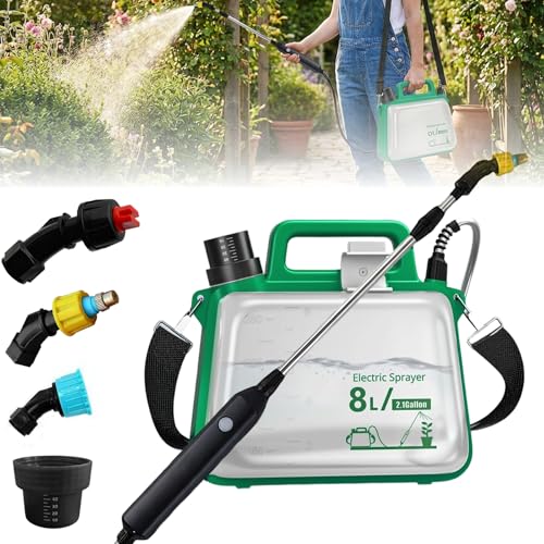 2 Gallon Battery Powered Garden Sprayer,2025 Upgraded Electric Garden Sprayer with 3 Mist Nozzles,Adjustable Shoulder Strap & Retractable Wand,Electric Spray Bottle,Battery for Lawn,Yard - style: Original Version
