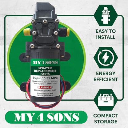 My 4 Sons Backpack Sprayer Water Pressure Pump with Automatic Regulator