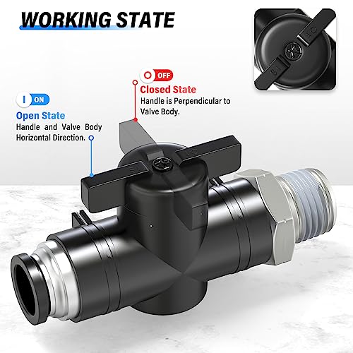 TAILONZ 1/4"ODx1/8"NPT Push-to-Connect Fitting Ball Control Valve 5Pcs - size: 1/4"OD x 1/8"NPT/5PCS