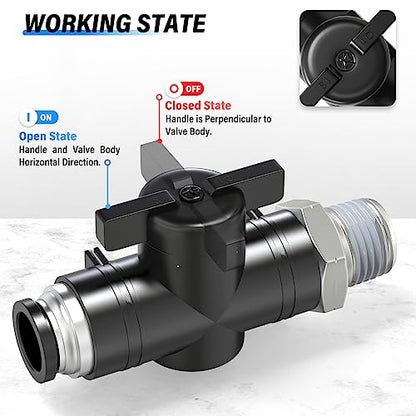 TAILONZ 3/8"ODx1/4"NPT Push-to-Connect Fitting Ball Control Valve 1Pcs - size: 3/8"OD x 1/4"NPT/1PCS