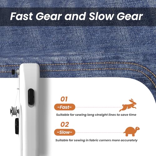 Handheld Sewing Machine, Dual Speed Portable Stitch for Beginners - color: White