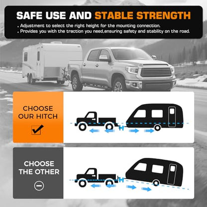 Kingfun Adjustable Trailer Hitch - Drop Hitch 2 Inch Receiver 6" Rise/Drop - color: Silver, size: 2"Receiver- 6"Rise/Drop Hitch