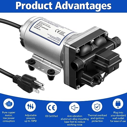 Water Pressure Booster Pump 110V 5.5GPM 70PSI Self Priming Water Pump - color: Silver, size: Medium