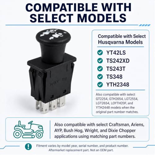 10 AMP Upgrade PTO Switch 582107601 582107604 for Lawn Tractors