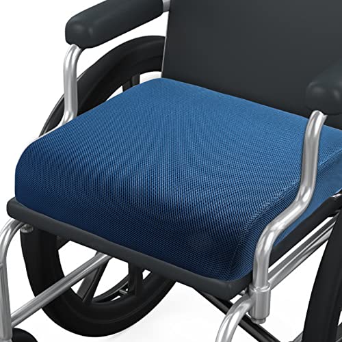 YOUFI Thick Memory Foam & Gel Seat Cushion, 18"X16"X4" Large Chair Cushion for Wheelchair Mobility Scooters, with Non-Slip Bottom and Carry Handle (Blue) - color: Blue