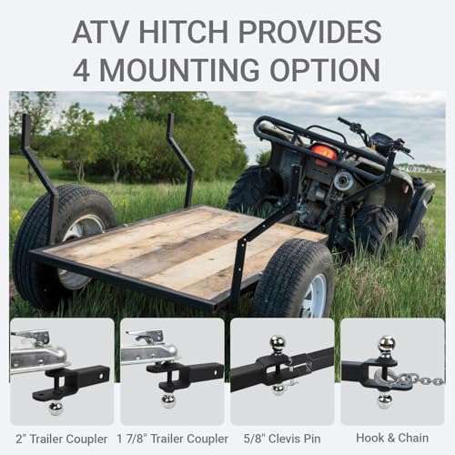 ATV/UTV Trailer Hitch, 1-7/8 & 2 Hitch Balls, Fits 2 Inch Receiver - size: 2" Shank-Dual Ball