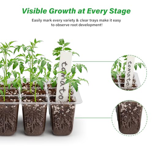 Bonviee 5-Pack Seed Starter Trays, Humidity Dome, Base, 12-Cell Tray, Black - color: Black, size: 5 Packs