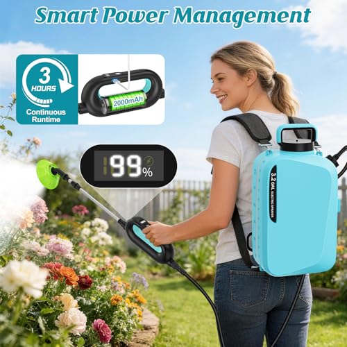 3.2Gal Battery Powered Backpack Sprayer, Electric Pump Sprayer - color: Sky