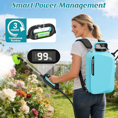 3.2Gal Battery Powered Backpack Sprayer, Electric Pump Sprayer - color: Sky