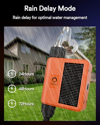 Lumary Smart Solar WiFi Sprinkler Timer with Flow Monitor, No Need Hub