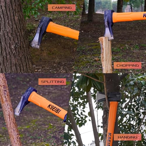 KSEIBI 36-Inch Splitting Axe - Forged Carbon Steel, Wood Splitter & Kindling Axe for Chopping, Heavy-Duty Maul with Ergonomic Fiberglass Handle, Shock Reduction, Anti-Slip Grip - style: 36-inch Splitting Axe
