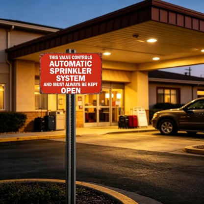 Aluminum Metal Sign This Valve Controls Automatic Sprinkler System 8x12in