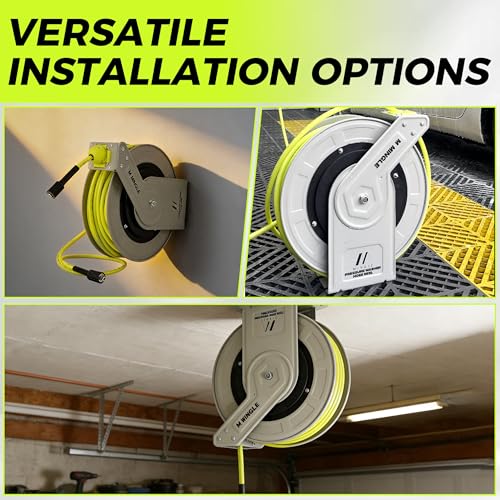 MINGLE Retractable Pressure Washer Hose Reel, 1/4" × 100ft - size: 100 FT
