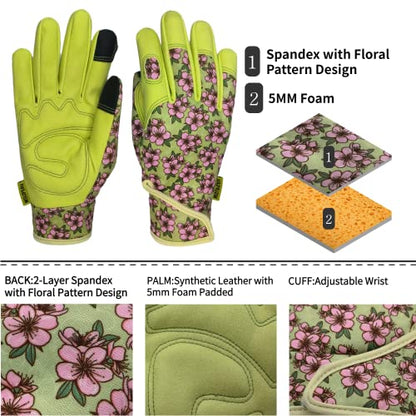 Cute Pattern Gardening Gloves,Thornproof Garden Glove,Gardener Gift - color: 1 Pair Per Pack-chartreuse, size: Medium