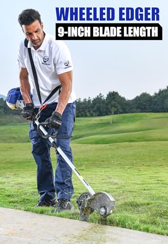 Wild Badger Power 26cc 2-Cycle Gas Weed Wacker, 4-in-1 Wheeled Edger Kit