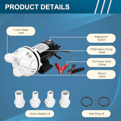 BLACKHORSE-RACING 12V DC Self-Priming DEF Transfer Pump - size: 12V DC