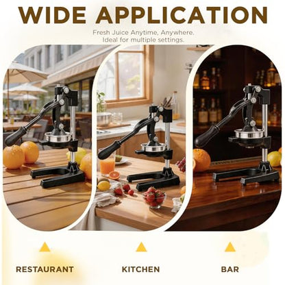 Cast Iron Juicer,Manual Juicer Hand Press,Orange Lemon Squeezer,Heavy Duty Manual Juicer,Professional Citrus Juicer Fruit Juice -Stainless Steel,Easy to Clean Black - color: Black