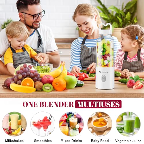HOMEXUP Portable Personal Blender 17oz, 175W Smoothie Maker,White - color: White