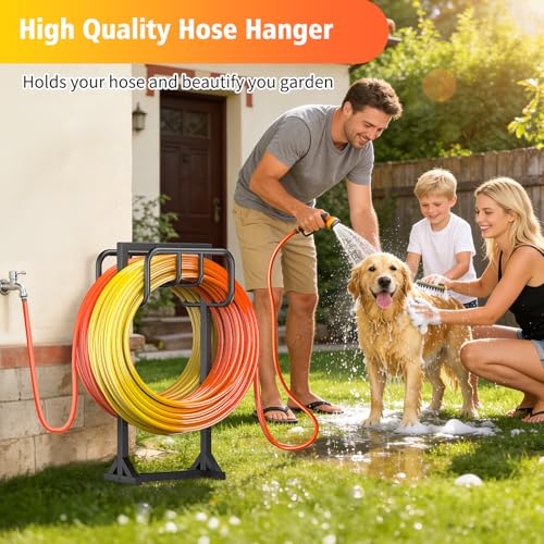HeroicLion Garden Hose Holder Holds 2 x 160FT Hoses, Super Stable Water Hose Holders with 4 Spikes, Rustproof Freestanding Hose Stand Hanger Garden Hose Storage for Outside Yard Lawn Farm, Black - color: Black-39.8 inch Height