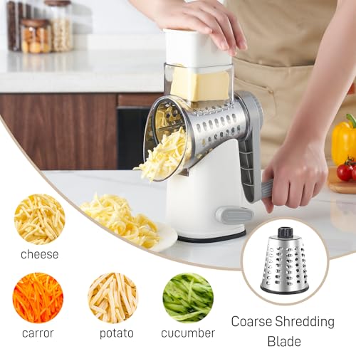 Weltonhm 4 in 1 Large Cheese Grater Hand Crank (White Grey 4 Graters) - color: White and Grey, size: 4 Graters