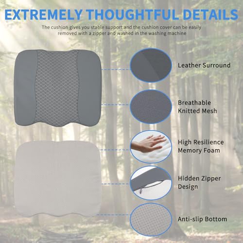 Nilight Car Seat Cushion 1PC Gray Leather Mesh Memory Foam Universal - color: Grey Leather