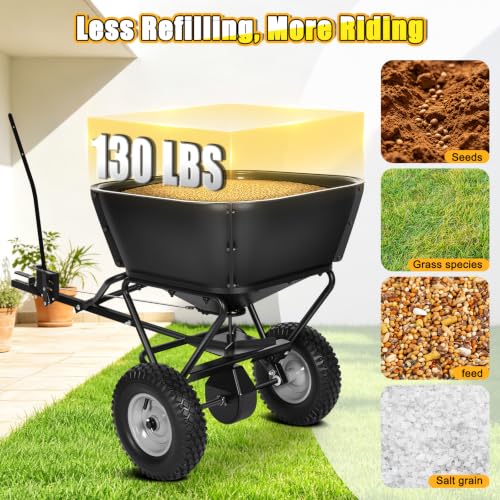 Pull Behind Broadcast Spreader, Fertilizer Spreaders for Lawn Seed Spreader
