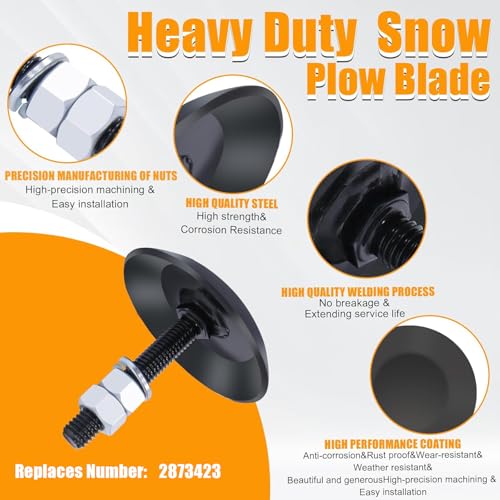 Podoy Snow Plow Blade Heavy Duty Skid Shoes (2 Pack) - color: Black