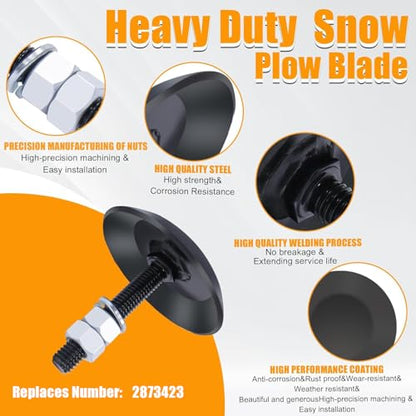 Podoy Snow Plow Blade Heavy Duty Skid Shoes (2 Pack) - color: Black