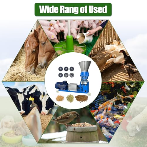 Animal Pellet Feed Mill Machine 110V 60HZ w/3 Head Rollers 5.5KW