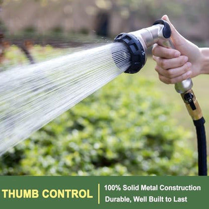 FANHAO Thumb Control Garden Hose Nozzle Heavy Duty Metal, 8 Spray Patterns - color: Silver