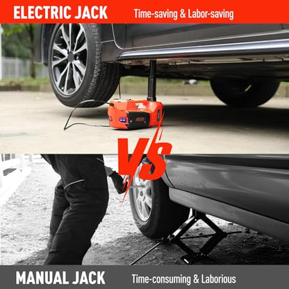 Trihelper Electric Car Jack 5 Ton 12V Floor Jack Hydraulic Jack Stand Car Lift Jack with Integrated Tire Pump for SUV Truck Sedan Vehicle Roadside Emergency Tire Change - color: Red