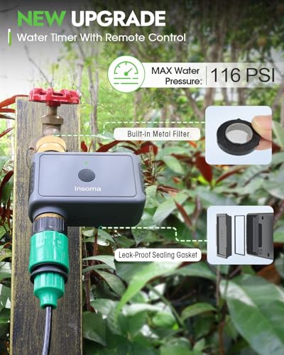 Insoma Remote Control Sprinkler Timer with Brass Inlet & Outlet, Garden Hose Timer Turns Water Off Automatically, Up to 120 Minutes of Run Time, for Faucet, Lawn, Drip, Soaker Hose, IP55 Waterproof - size: 1 Zone-RC-Brass Value