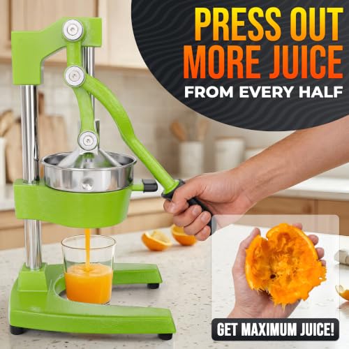 Cast Iron Juicer Hand Press, Heavy-Duty Squeezer (Green) - color: Green
