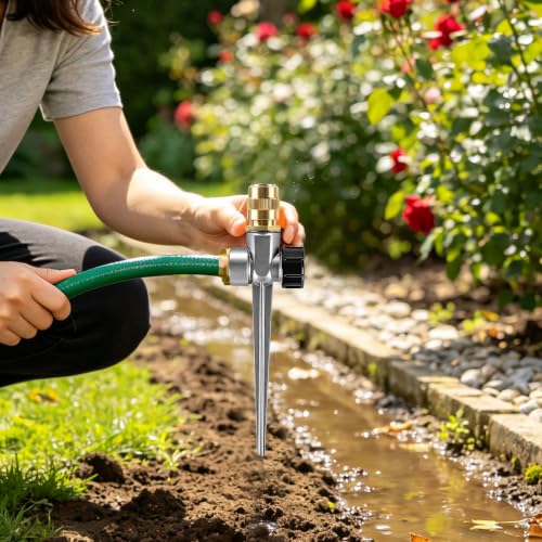 2-Pack Metal Spike Sprinkler, Large Area Water Sprinkler for Yard