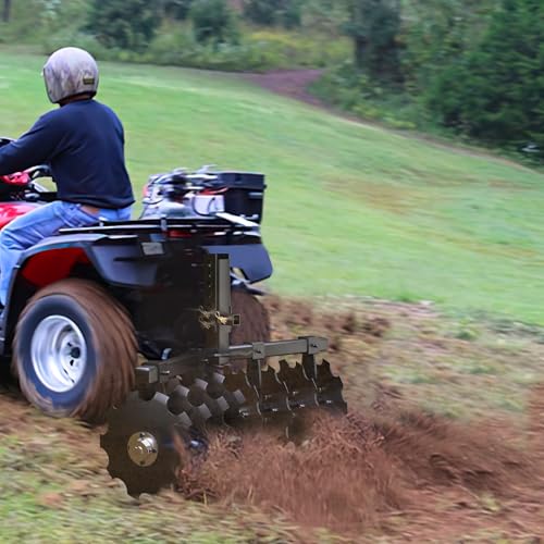 Suitable for 32" Heavy-Duty Disc Plow Harrow for ATV/UTV | Universal 2" Receiver Mount | Adjustable Height, Durable Pull Behind Design for Efficient Tilling and Farming