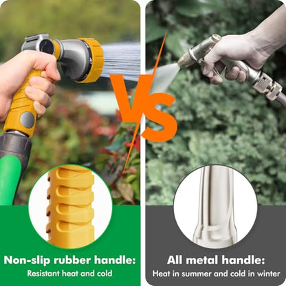 RESTMO Heavy Duty Hose Nozzle, Metal Garden Water Hose Sprayer - color: Yellow