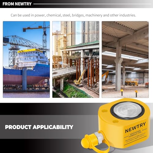 NEWTRY 50T Hydraulic Ram Cylinder, 0.7" Low Profile Jack for Construction