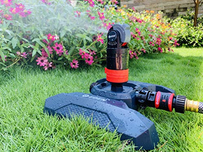 Eden 94124 Multi Pattern Turbo Gear Drive Sprinkler Plus One-Direction Misting System, with Quick Connect Set, 5-360 Degree Coverage - style: On Sled Base