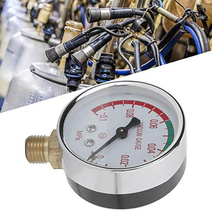 Plplaaoo Milking Machine Vacuum Gauge, Milker Analog Vacuum Gauge with G1/4 Male Thread & Stainless Steel, for Portable Goat Cows Milking Machine & Dairy Farming (Vacuum Range -14.5 to 0 PSI)