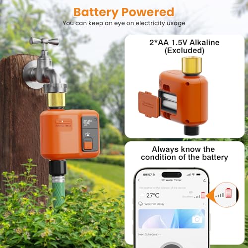 WiFi Sprinkler Timer, Smart Water Timer for Garden Hose Irrigation - size: 1 Outlet- Brass Inlet