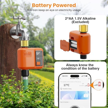 WiFi Sprinkler Timer, Smart Water Timer for Garden Hose Irrigation - size: 1 Outlet- Brass Inlet