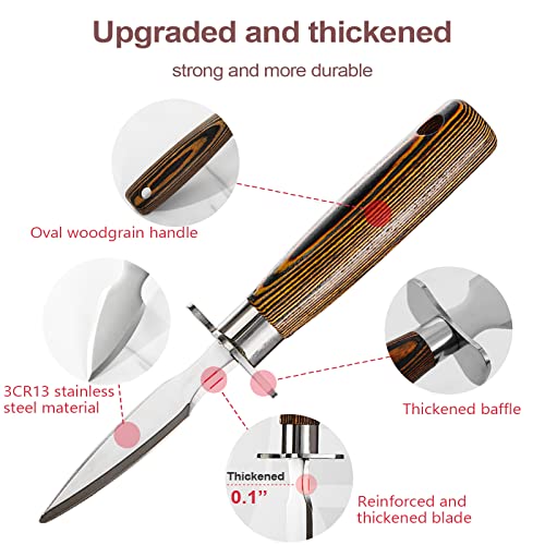 MYBMHTNB Oyster Shucking Knife Set of 2 Stainless Steel Oyster Knifes and 2 Pairs Level 5 Cut-Resistant Gloves，Oyster Knives Suitable for All Kinds of Shells and Oysters Shucking（Strengthen Version） - color: Color Wood Thickened Upgrade