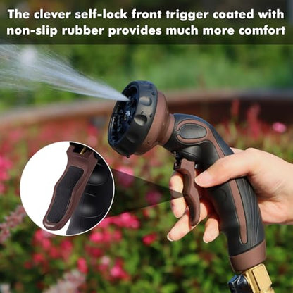 RESTMO Hose Nozzle with Easy Self-Lock Trigger, Heavy Duty Water Sprayer - color: Oil Rubbed Bronze