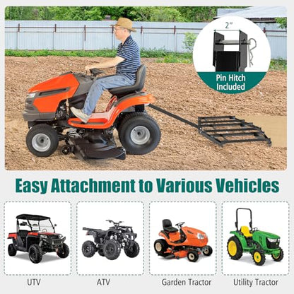 Goplus 84" Wide Driveway Drag, Tow Behind Landscape Leveling Rake w/Reinforced Bars, Driveway Grader for ATV, UTV, Heavy-Duty Garden Lawn Tractors Gravel Level for Soil, Sand, Gravel Roads (84 in) - size: 84 in