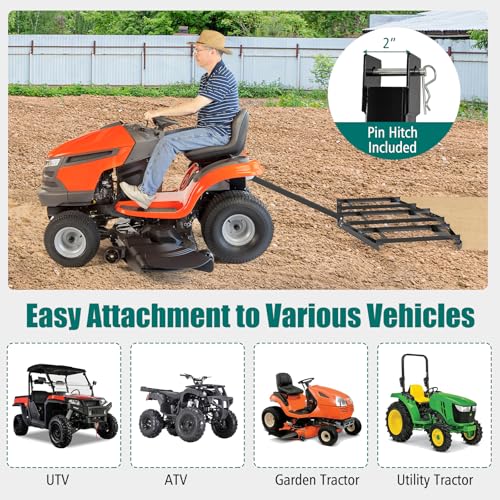 DREAMADE 84" Driveway Drag Harrow, Tow Behind Landscape Harrow - size: 84"