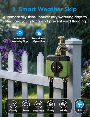 meross WiFi Water Timer for Garden Hose, Rain Skip, Remote Control, IP65 - size: WiFi Water Timer with Hub